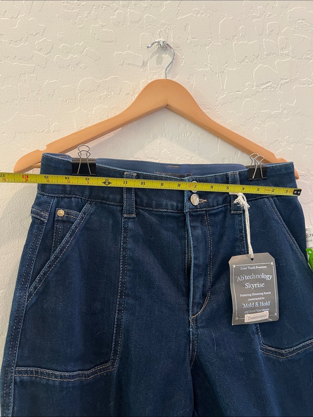 NWT SZ10 Democracy Dark Blue Stretch w/Ab Support Panel Lightweight Wide Leg. - Picture 3 of 8